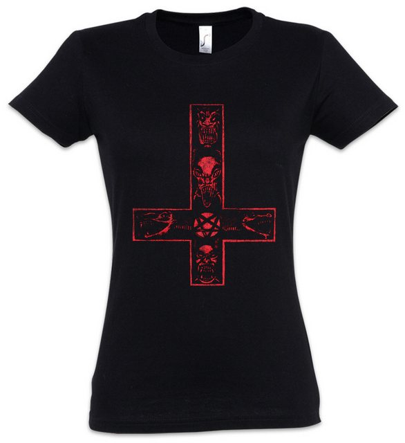 Urban Backwoods Print-Shirt Satanic Cross Damen T-Shirt Aleister Pentagram günstig online kaufen