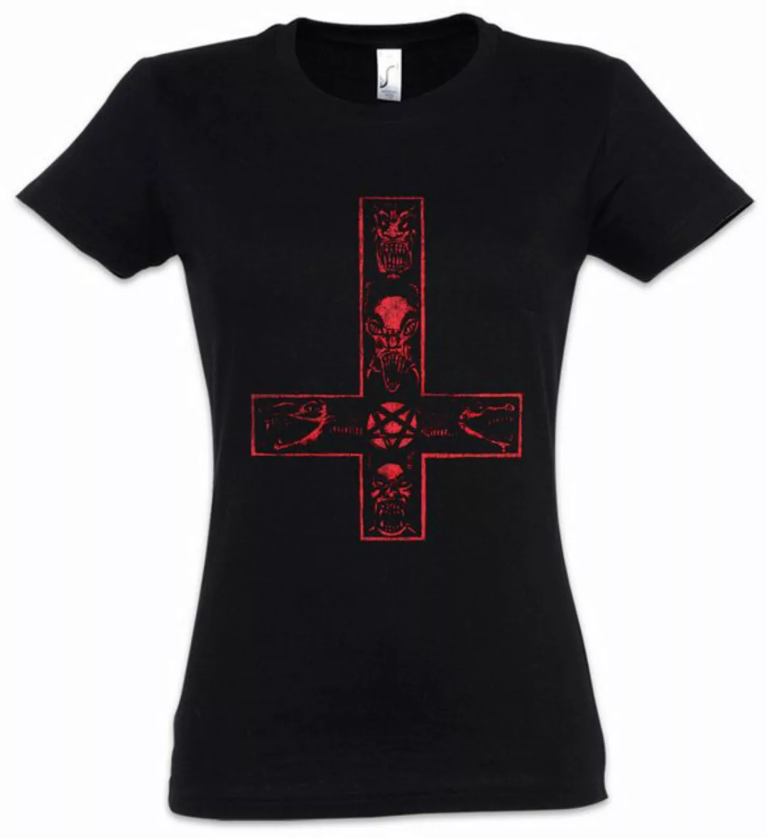 Urban Backwoods Print-Shirt Satanic Cross Damen T-Shirt Aleister Pentagram günstig online kaufen