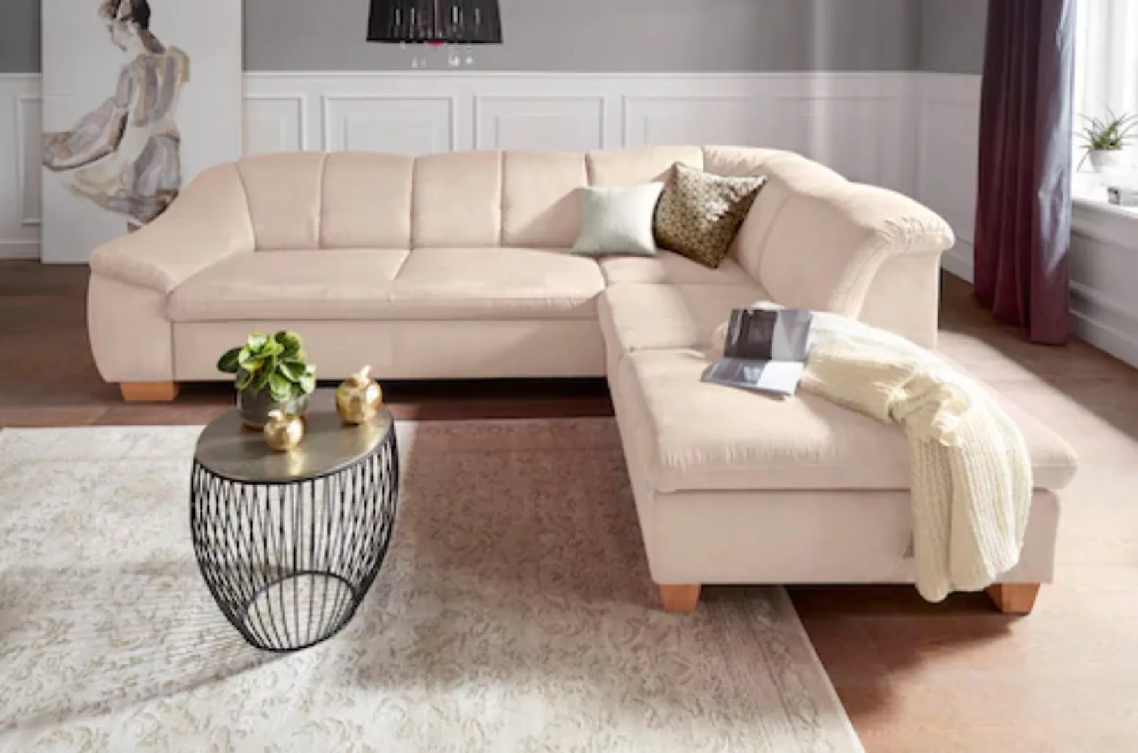 sit&more Ecksofa »Santo L-Form«, mit Federkern, wahlweise mit Bettfunktion günstig online kaufen