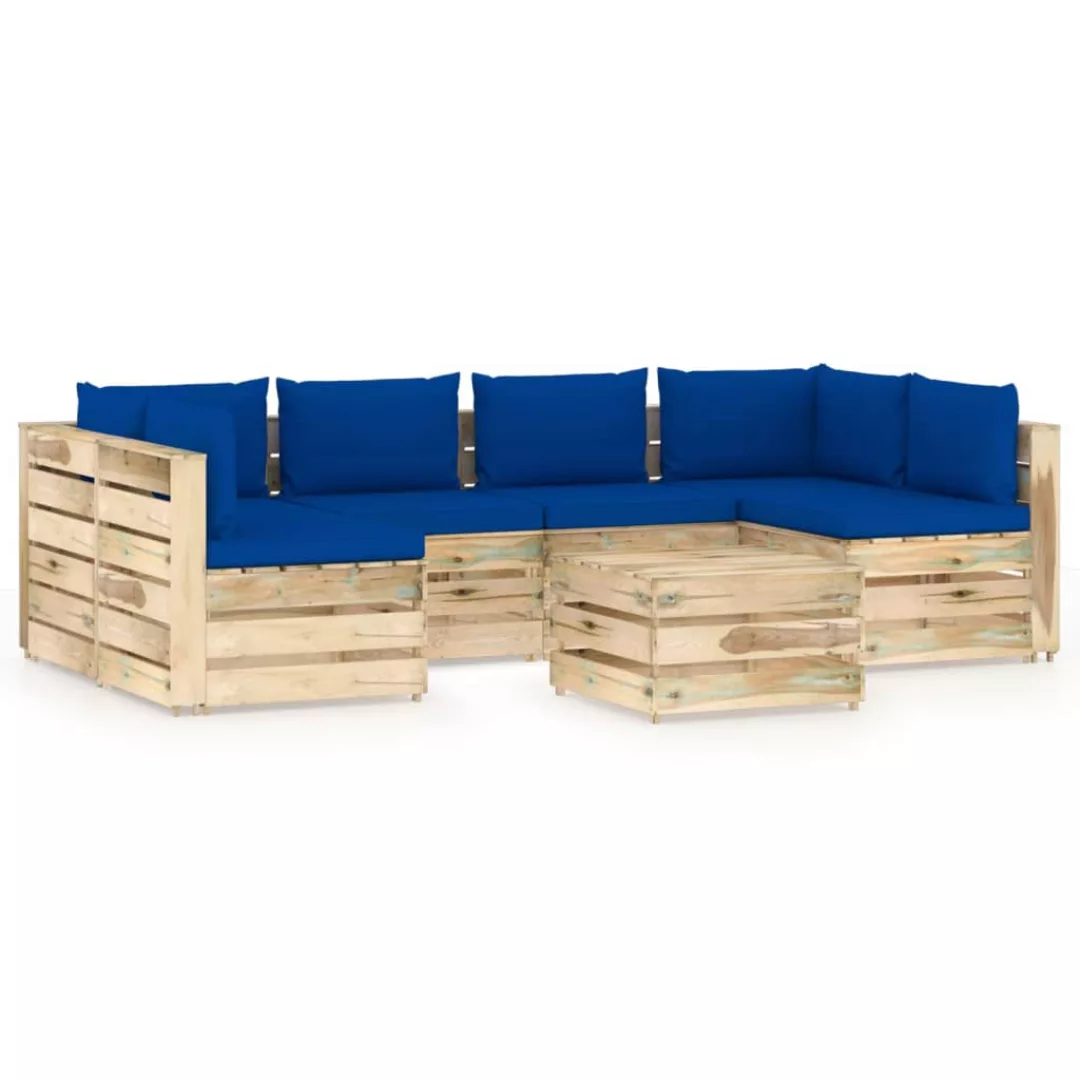 7-tlg. Garten-lounge-set Mit Kissen Grün Imprägniertes Holz günstig online kaufen