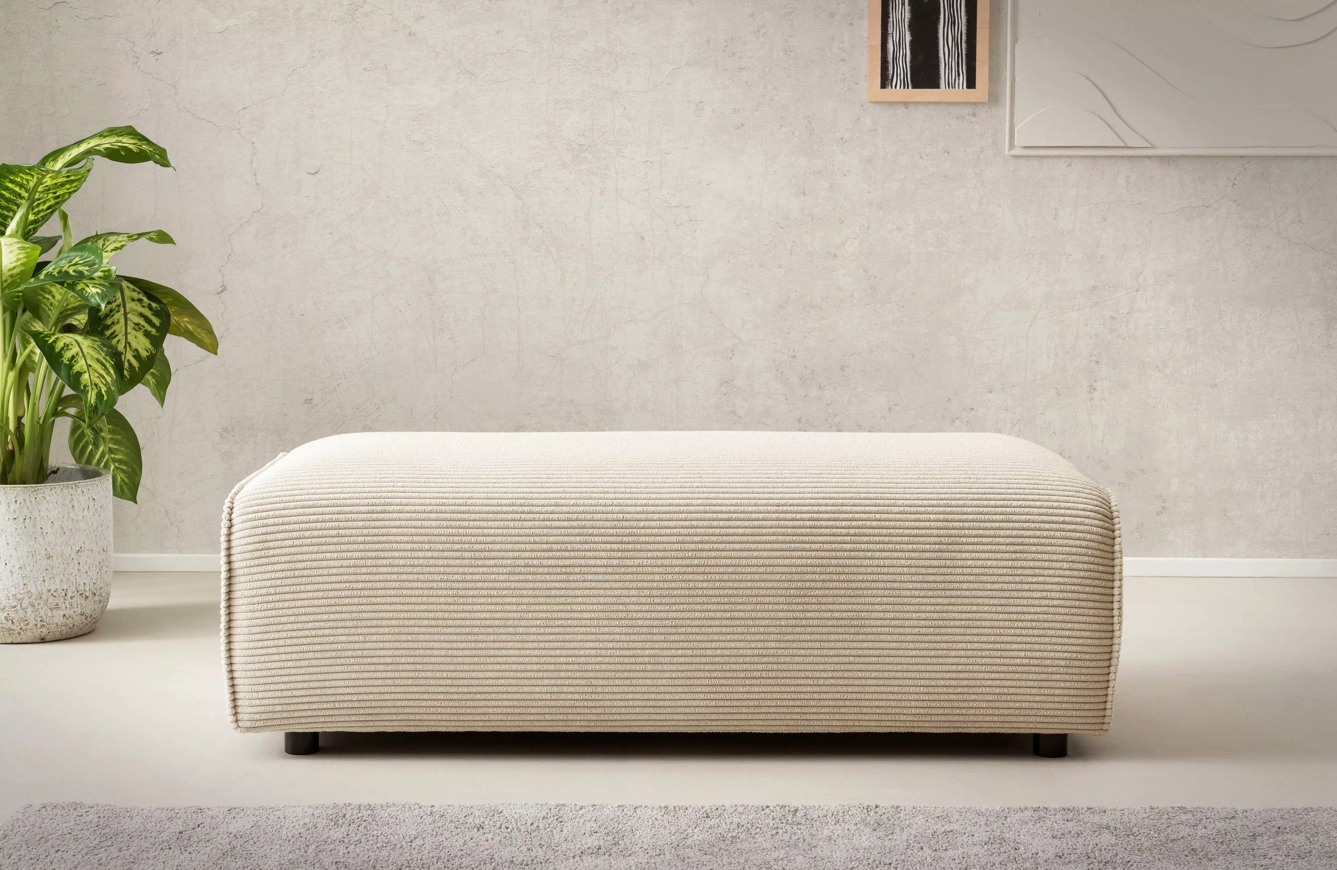 LeGer Home by Lena Gercke Hocker "PIARA, Polsterhocker mit Kedernaht in Cor günstig online kaufen