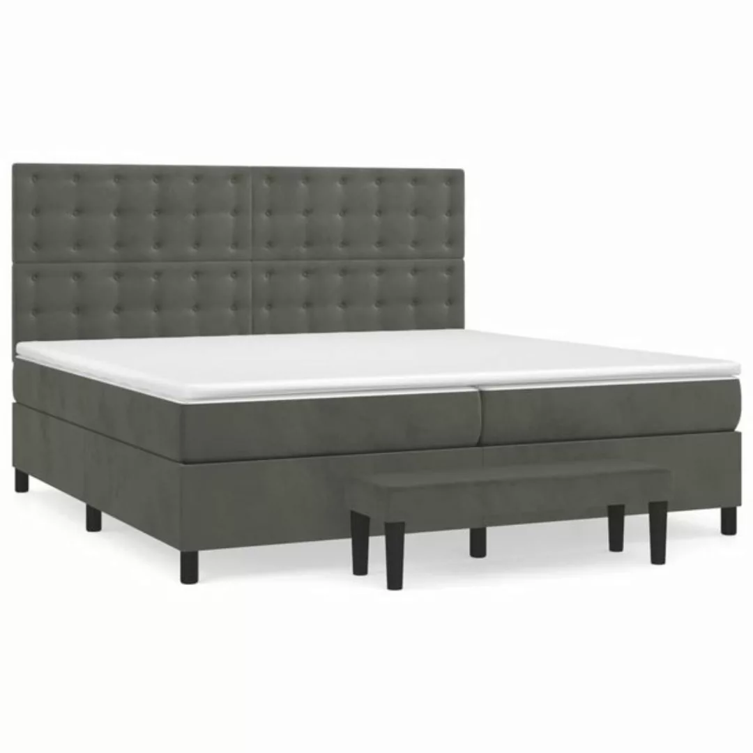 vidaXL Boxspringbett Boxspringbett mit Matratze Dunkelgrau 200x200 cm Samt günstig online kaufen