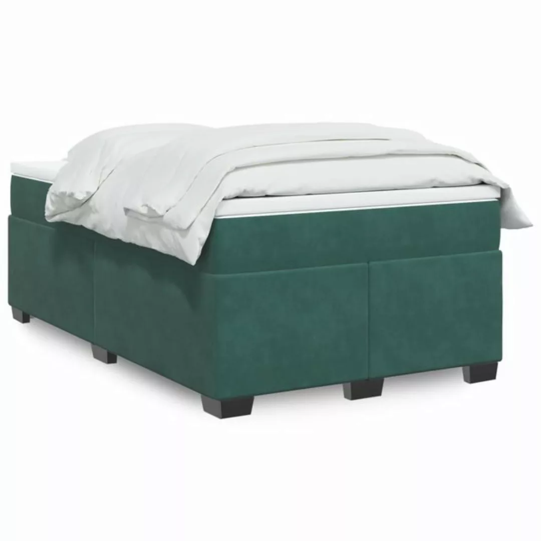 vidaXL Boxspringbett, Boxspringbett mit Matratze Dunkelgrün 120x190 cm Samt günstig online kaufen