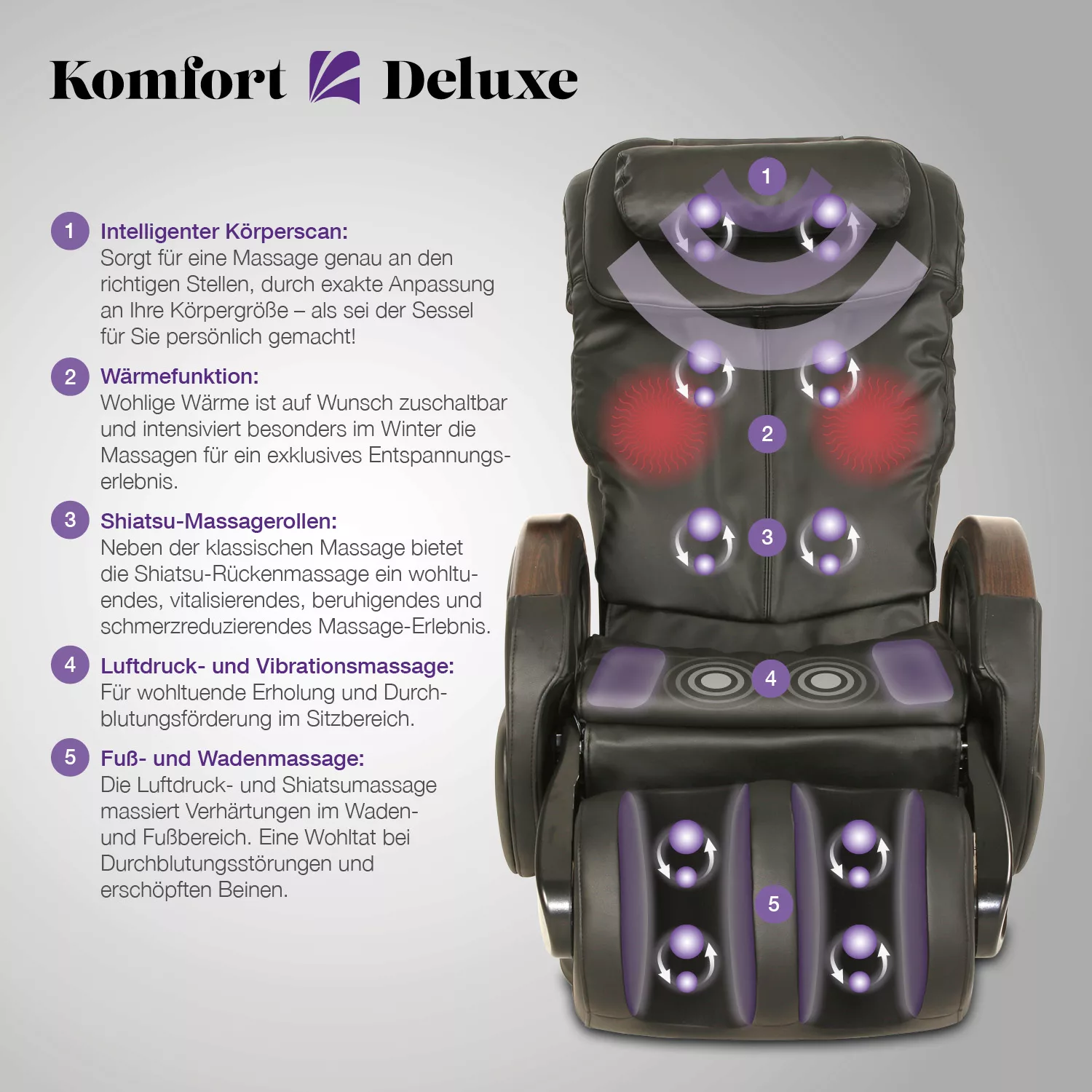 Massagesessel »Komfort Deluxe« Stoff graumeliert günstig online kaufen