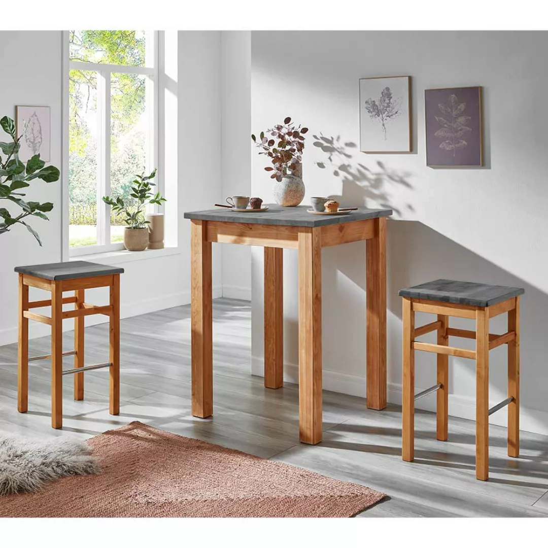 Dreiteiliges Bartisch Set aus Kiefer Massivholz Landhausstil (dreiteilig) günstig online kaufen