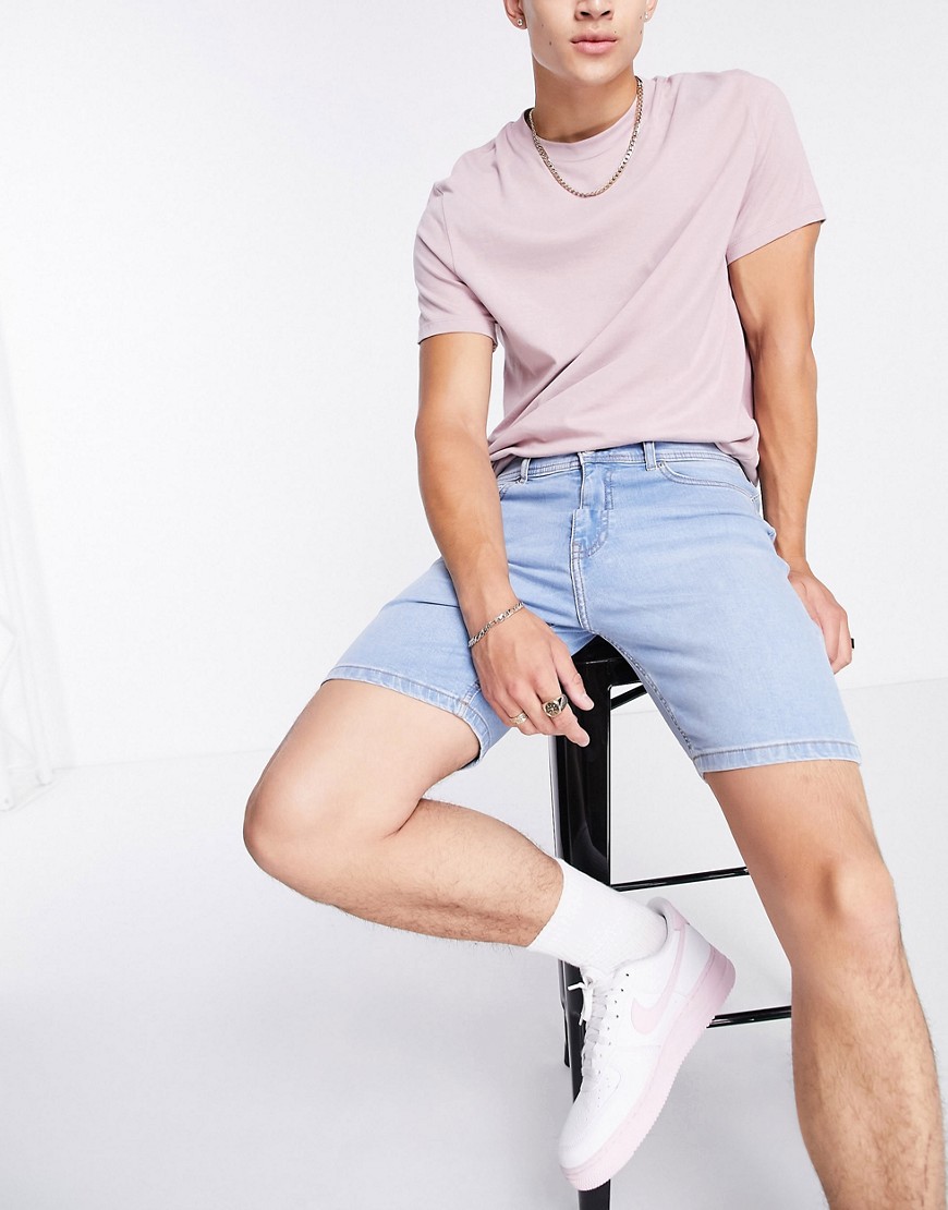 Don't Think Twice – Eng geschnittene Jeansshorts in Hellblau günstig online kaufen