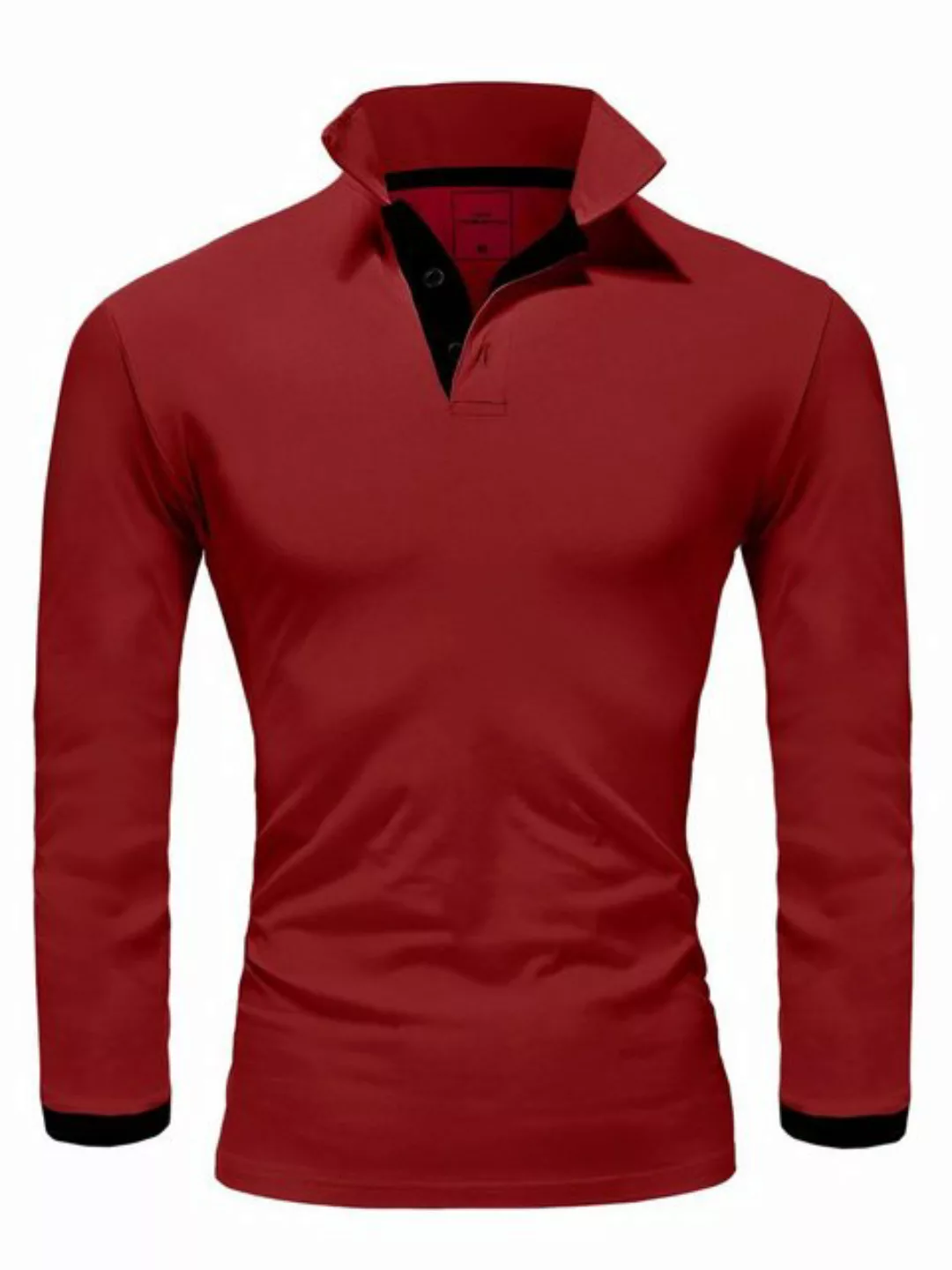 REPUBLIX Poloshirt LEX Herren Basic Langarm Kontrast Polo Hemd günstig online kaufen
