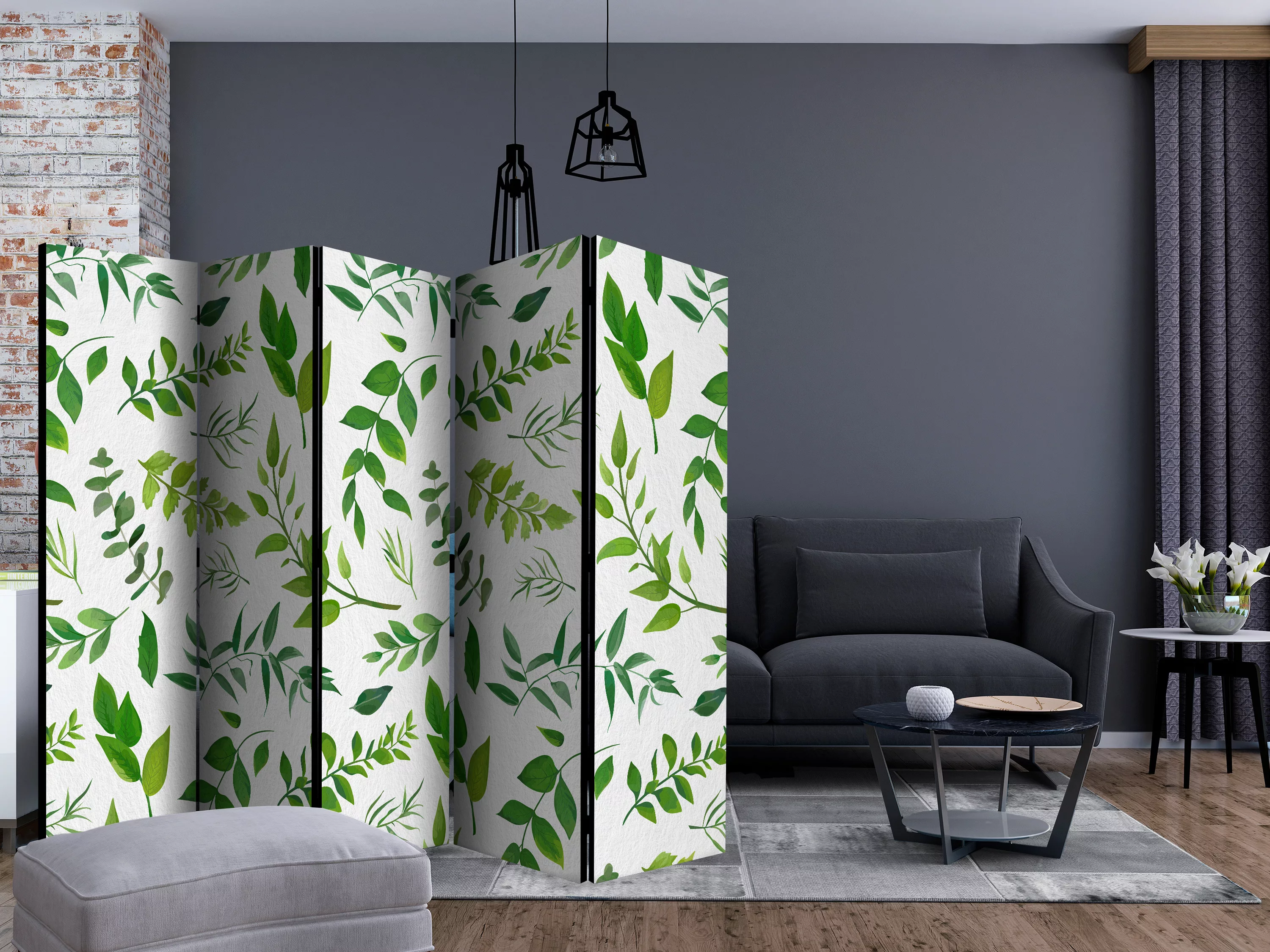 5-teiliges Paravent - Green Twigs Ii [room Dividers] günstig online kaufen