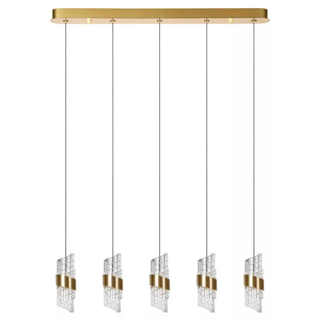 LED Pendelleuchte Kligande in Gold-matt und Transparent 5x 7,8W 3100lm günstig online kaufen