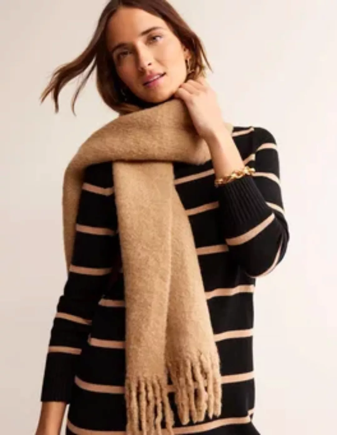 Flauschiger Schal Damen Boden, Kamelbraun günstig online kaufen