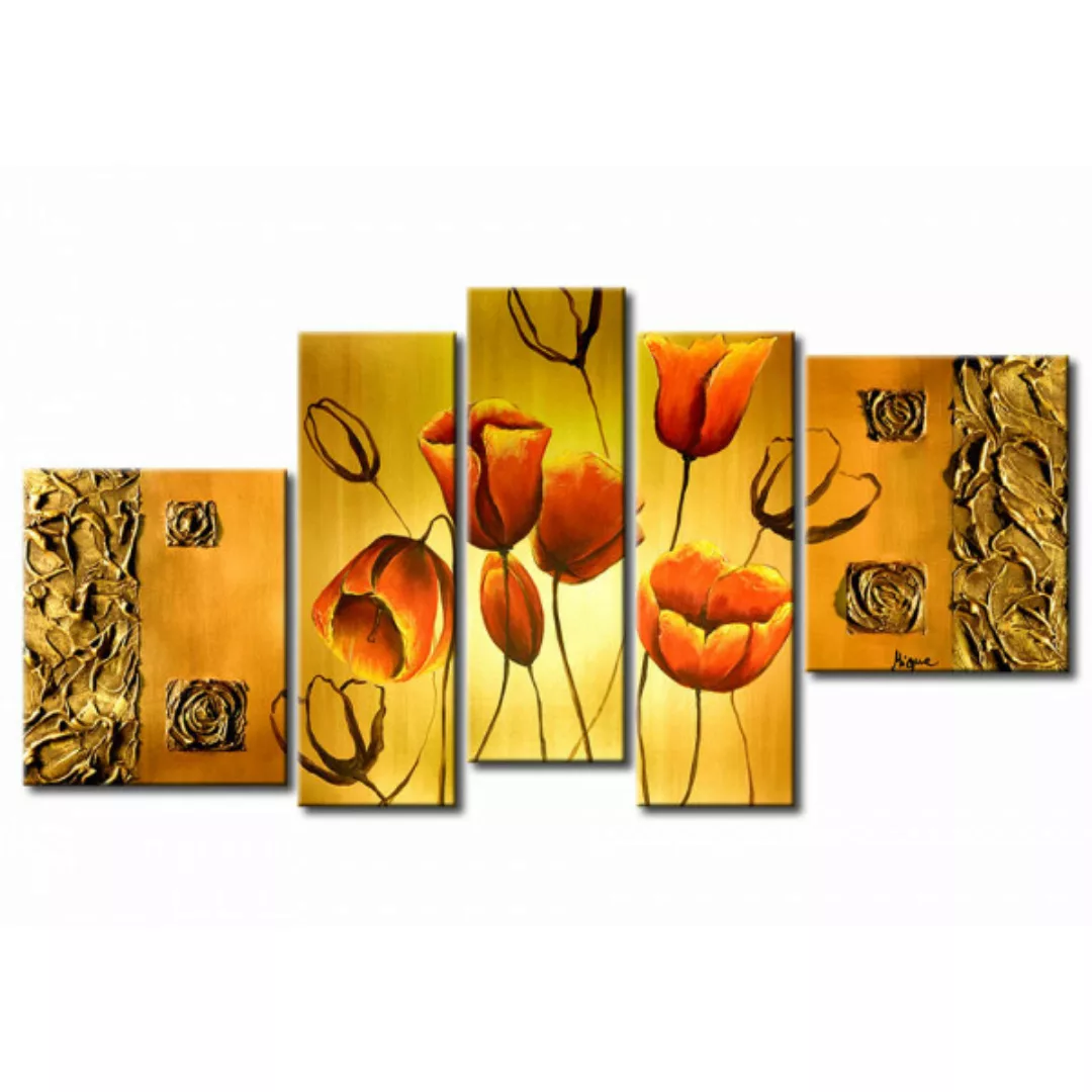 Leinwandbild Gold-rote Tulpen XXL günstig online kaufen
