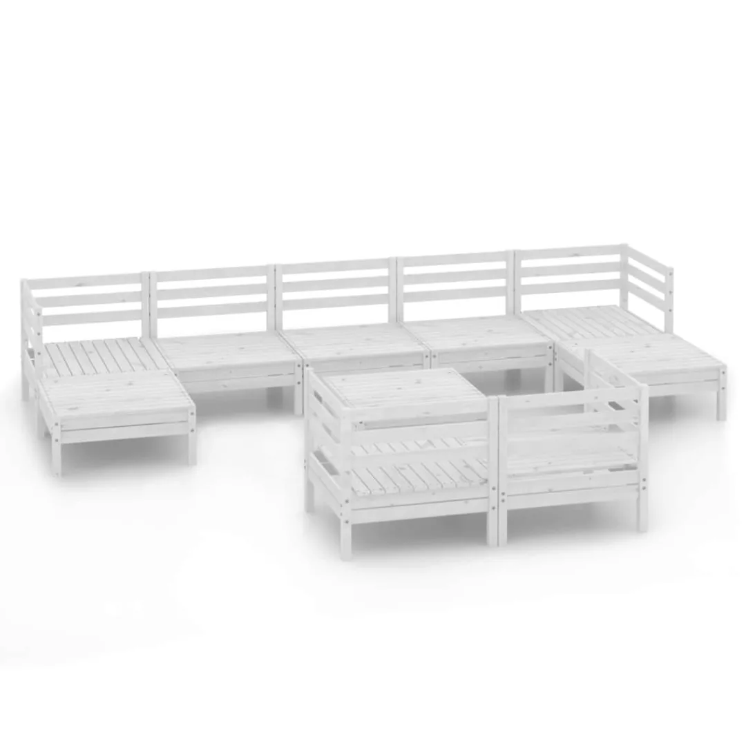 10-tlg. Garten-lounge-set Weiß Massivholz Kiefer günstig online kaufen