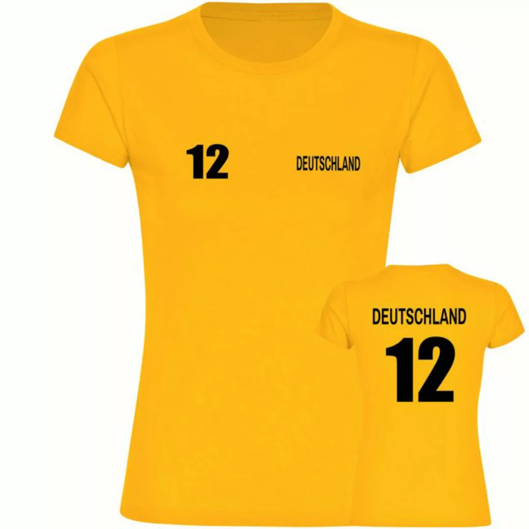 multifanshop T-Shirt Damen Deutschland - Trikot 12 Gold - Frauen günstig online kaufen