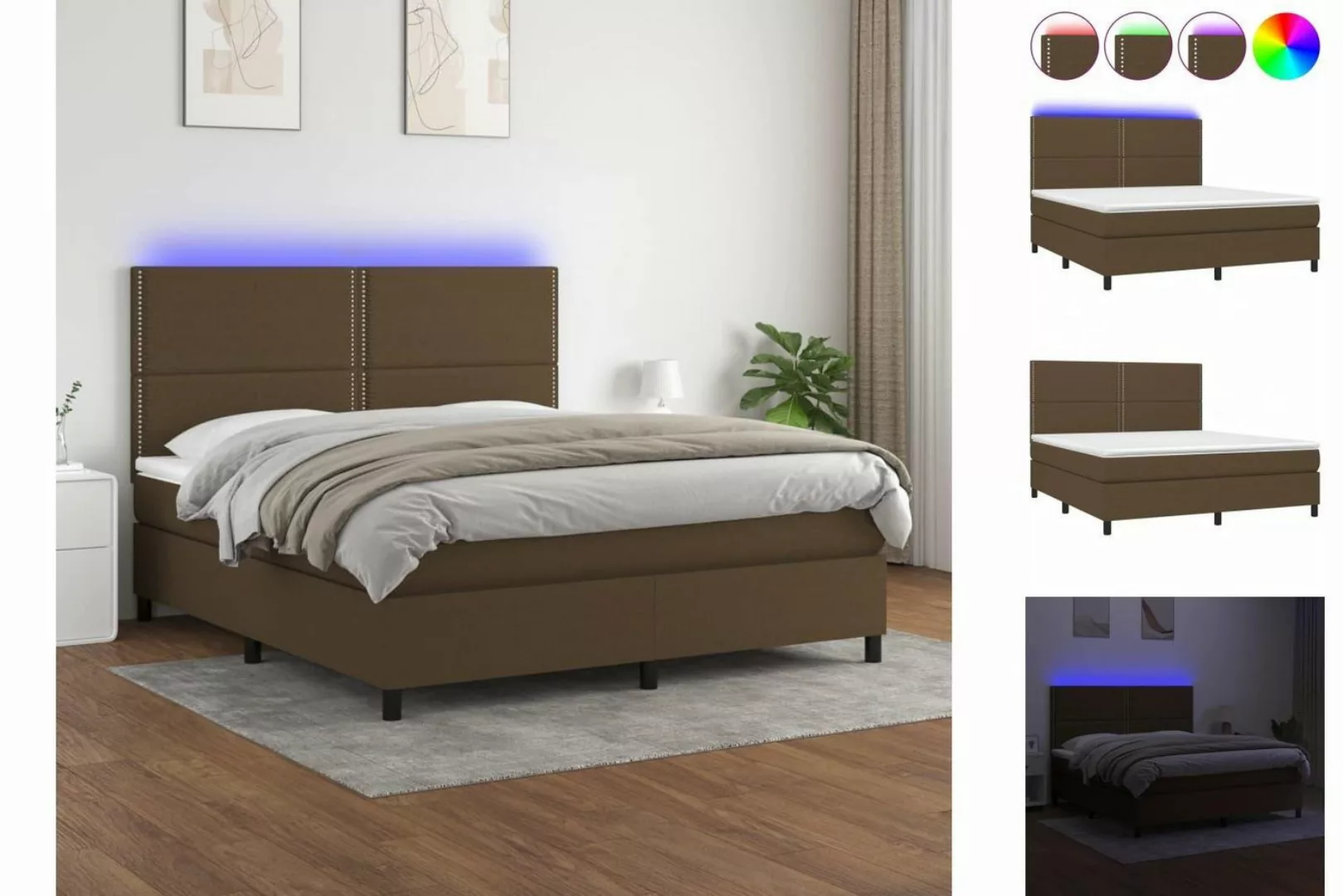 vidaXL Boxspringbett Bett Boxspringbett mit Matratze & LED Stoff (180 x 200 günstig online kaufen