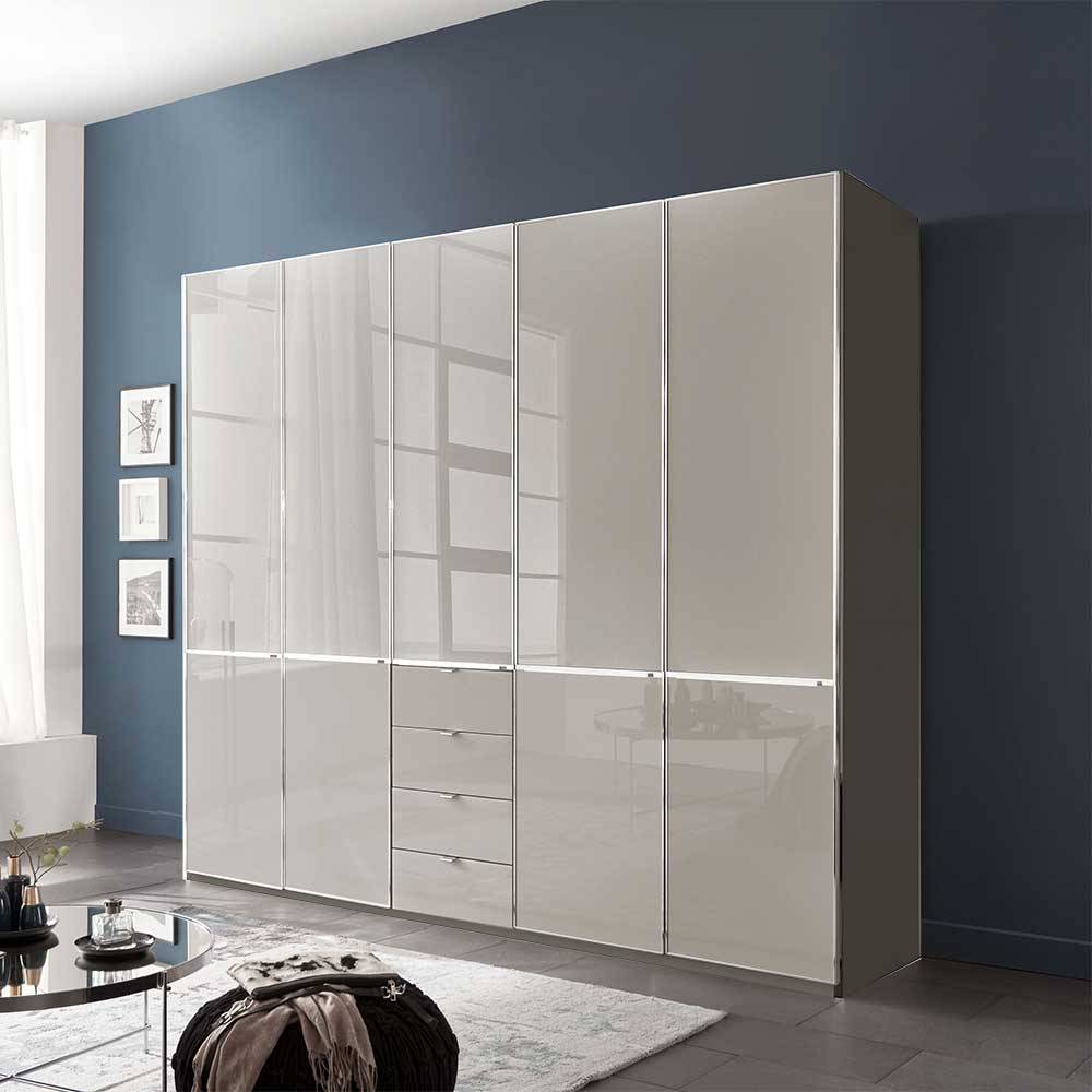 Kleiderschrank modern Schlafzimmerschrank in Hellgrau und Braun günstig online kaufen