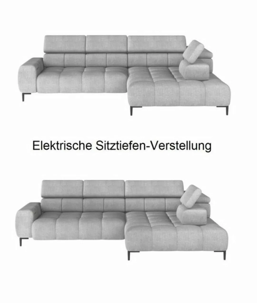 Sofa Dreams Ecksofa Polster Ecksofa Dante L-Form Strukturstoff hellgrau, el günstig online kaufen