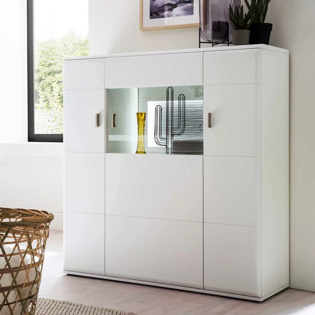 Wohnzimmer Kommode in Weiß und Anthrazit 120 cm breit günstig online kaufen