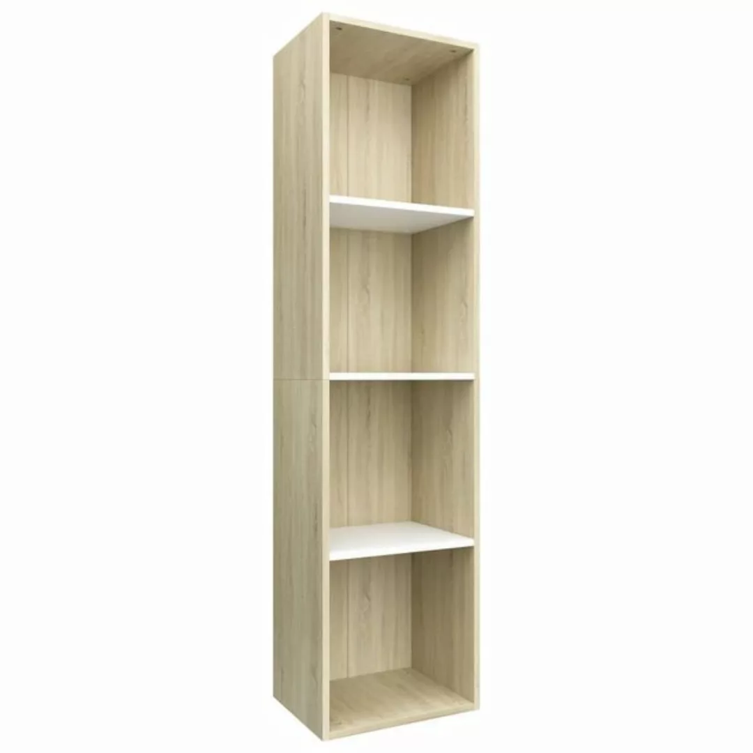 furnicato Bücherregal Bücherregal/TV-Schrank Weiß Sonoma-Eiche 36x30x143 cm günstig online kaufen