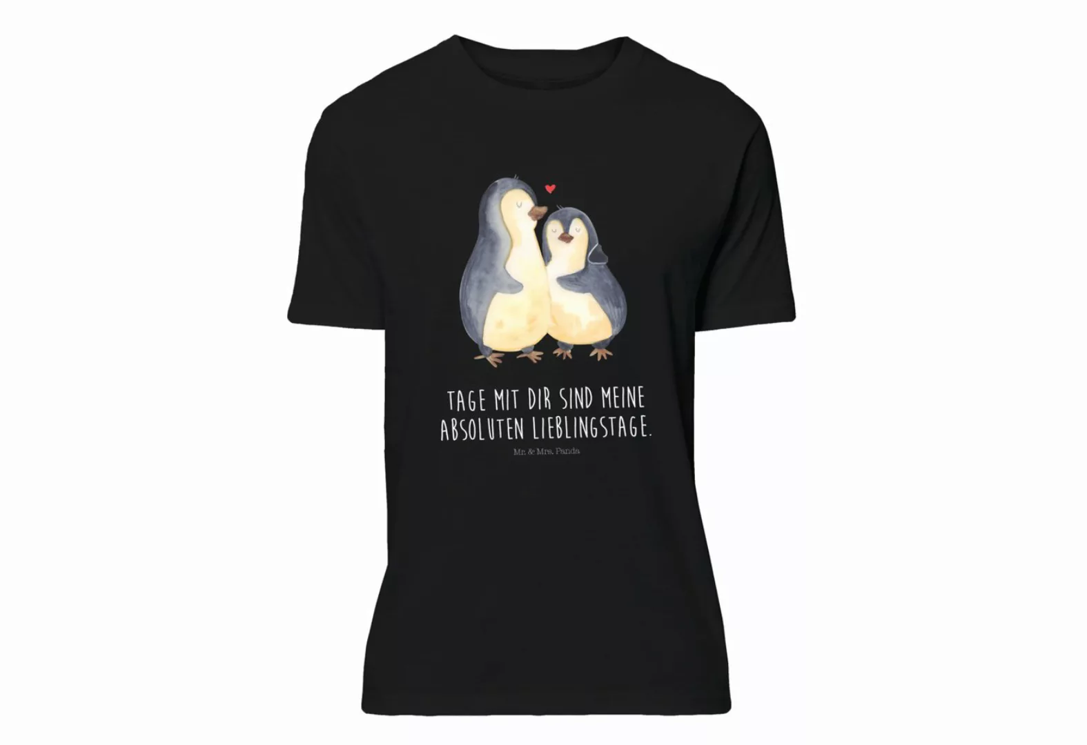 Mr. & Mrs. Panda T-Shirt Pinguin umarmend - Schwarz - Geschenk, Liebespaar, günstig online kaufen