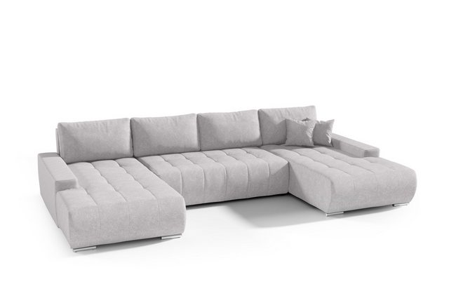 Compleo Ecksofa mit Schlaffunktion aus Velourstoff MONA, mit Bettkasten, U- günstig online kaufen