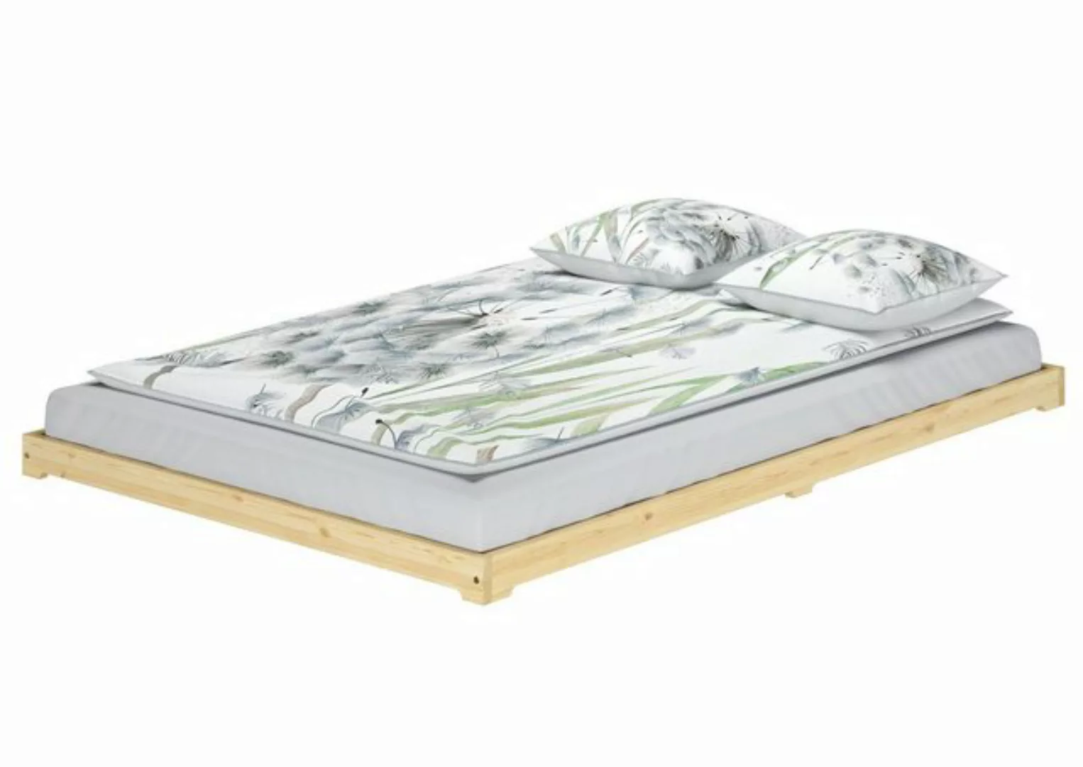 ERST-HOLZ Stapelbett Futonbett Massivholz extra niedrig Kiefer lackiert 140 günstig online kaufen