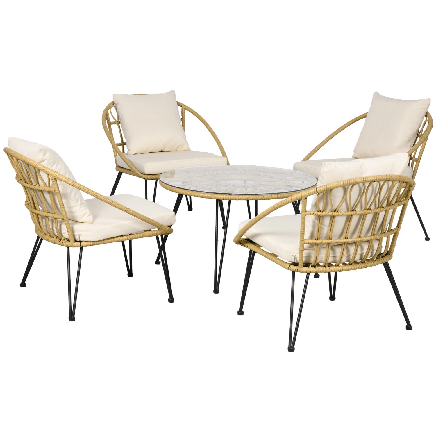 Outsunny 5tlg. Rattan Gartenmöbel-Set günstig online kaufen