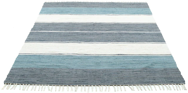 THEKO Teppich »Stripe Cotton, handgewebt«, rechteckig, 5 mm Höhe, Flachgewe günstig online kaufen