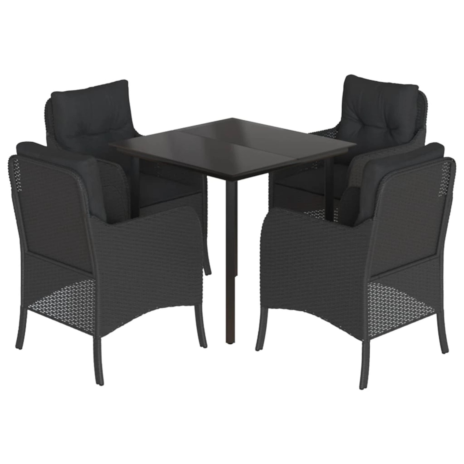 vidaXL 5-Tlg Garten-Essgruppe mit Kissen Schwarz Poly Rattan 3211928 günstig online kaufen