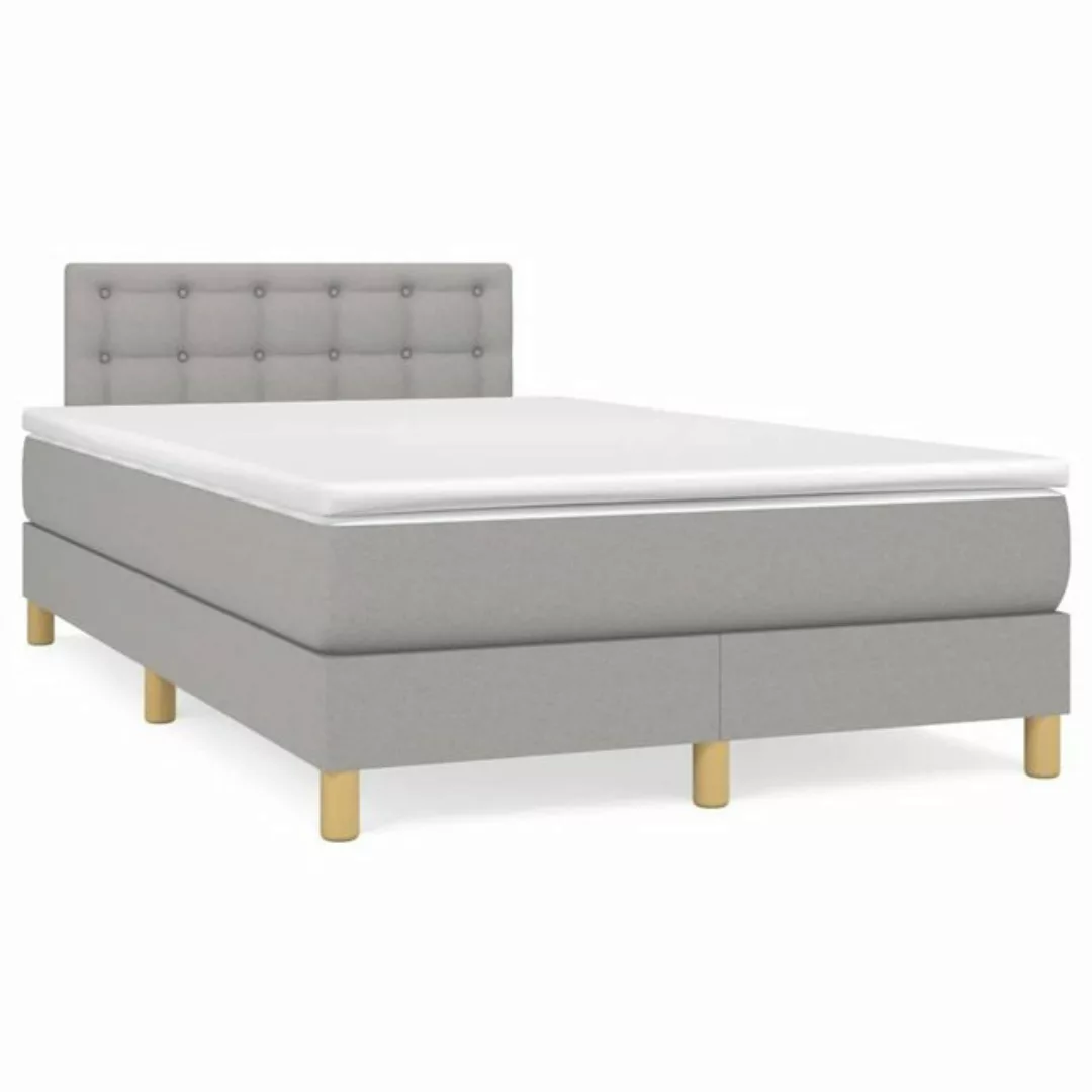 furnicato Bett Boxspringbett mit Matratze Hellgrau 120x200 cm Stoff günstig online kaufen