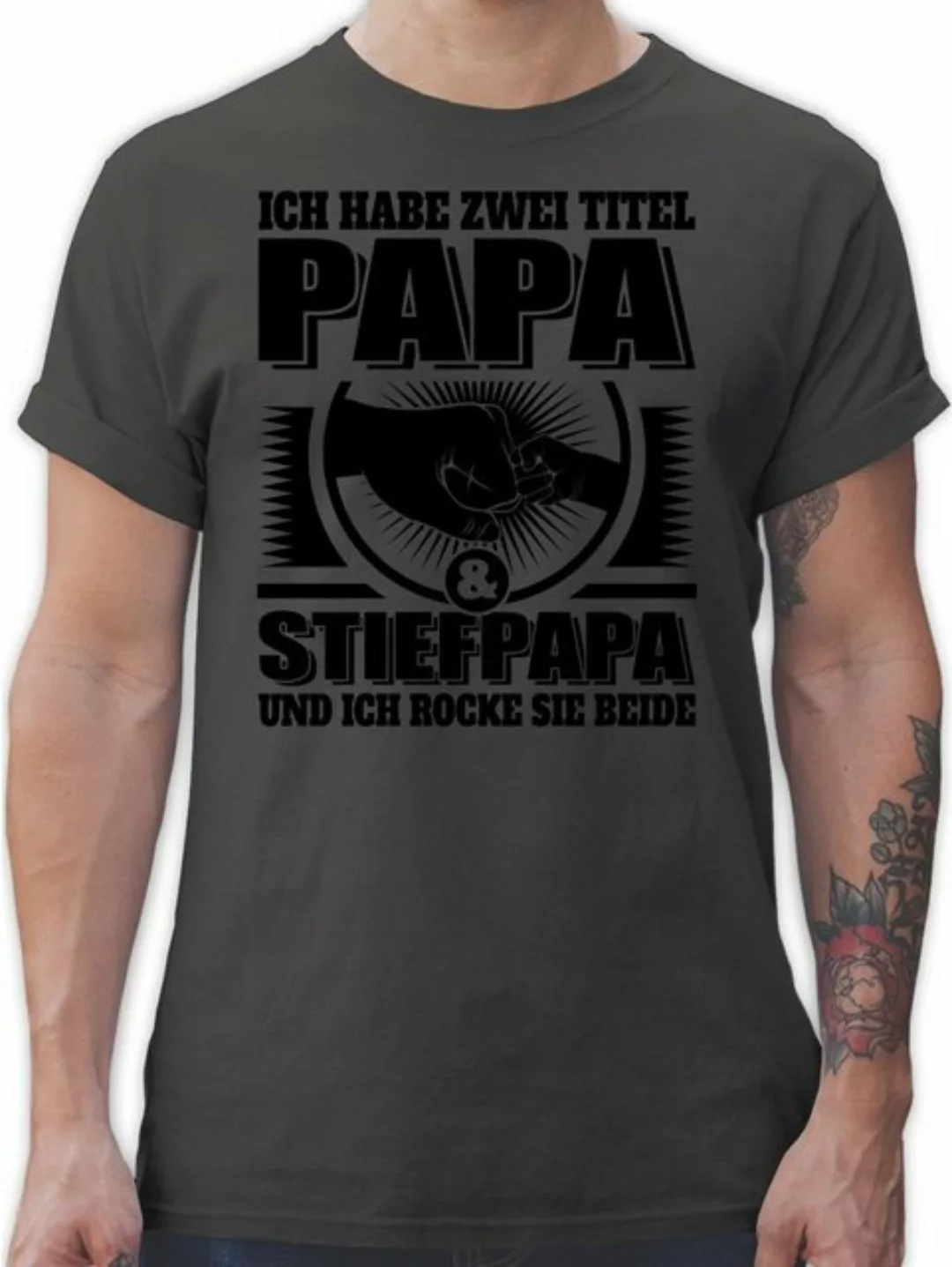 Shirtracer T-Shirt Ich habe zwei Titel - Papa und Stiefpapa und ich rocke s günstig online kaufen