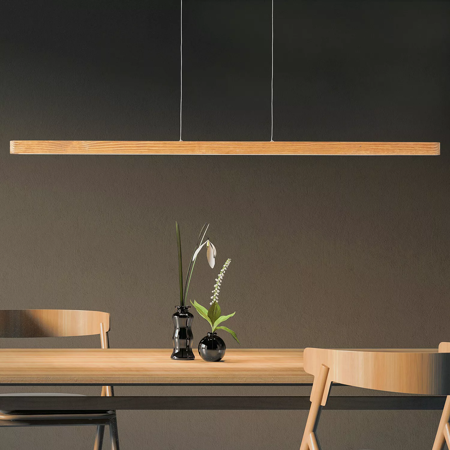 BRILLIANT AINARA LED Pendelleuchte 118 cm Holz / Metall Kiefer braun gebeiz günstig online kaufen