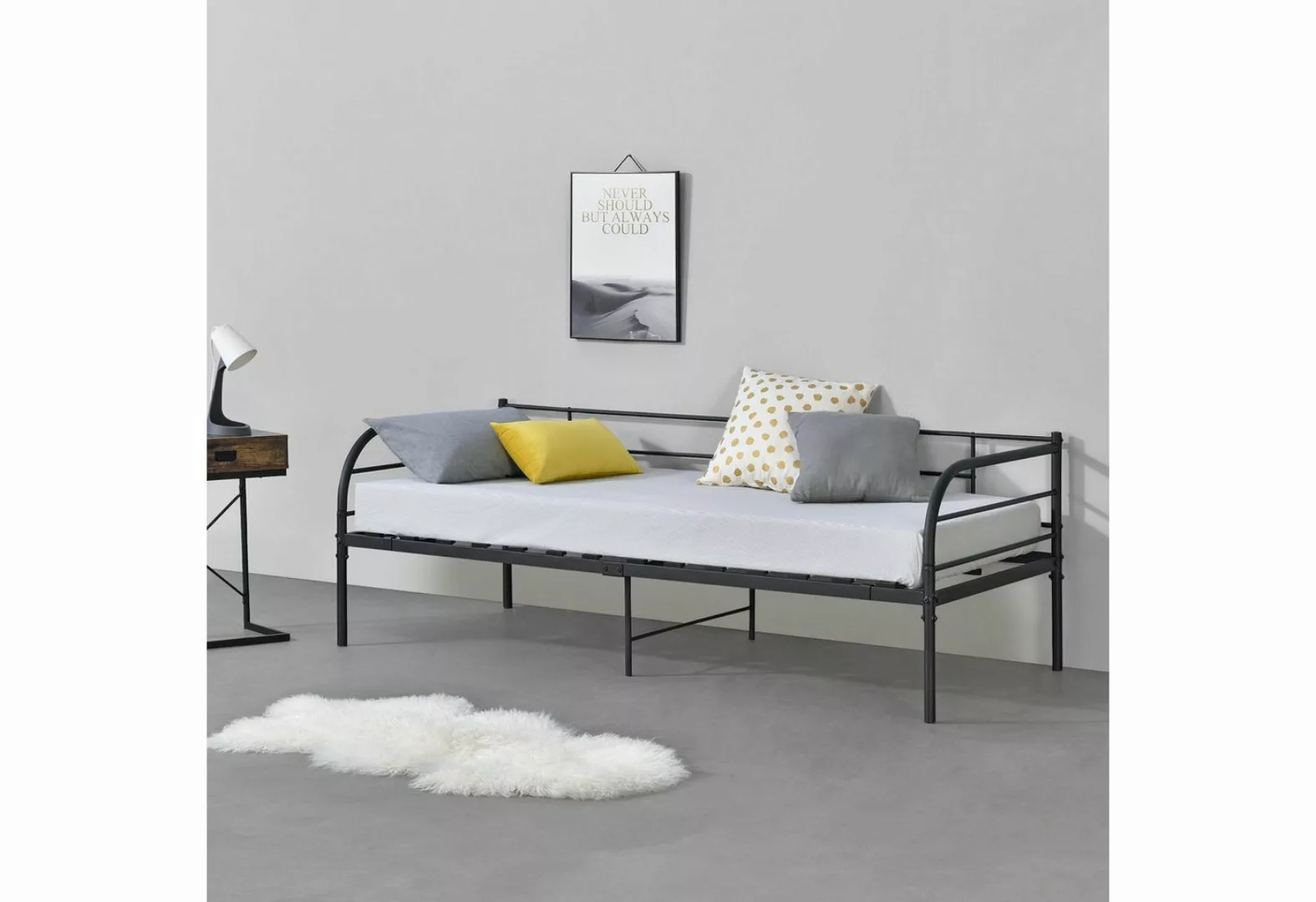 en.casa Metall-Tagesbett Falun 90x200 cm Bettgestell Metallbett Einzelbett günstig online kaufen