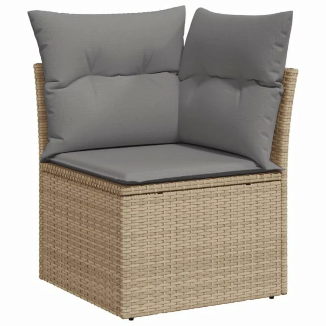 vidaXL Loungesofa Garten-Ecksofa mit Kissen Beige Poly Rattan, 1 Teile günstig online kaufen