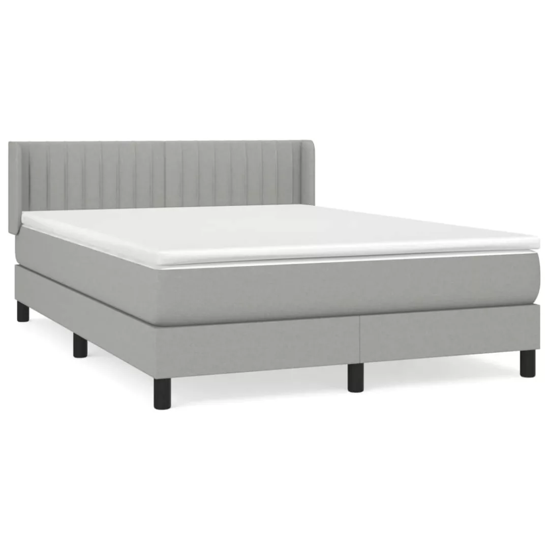 Vidaxl Boxspringbett Mit Matratze Hellgrau 140x200 Cm Stoff günstig online kaufen