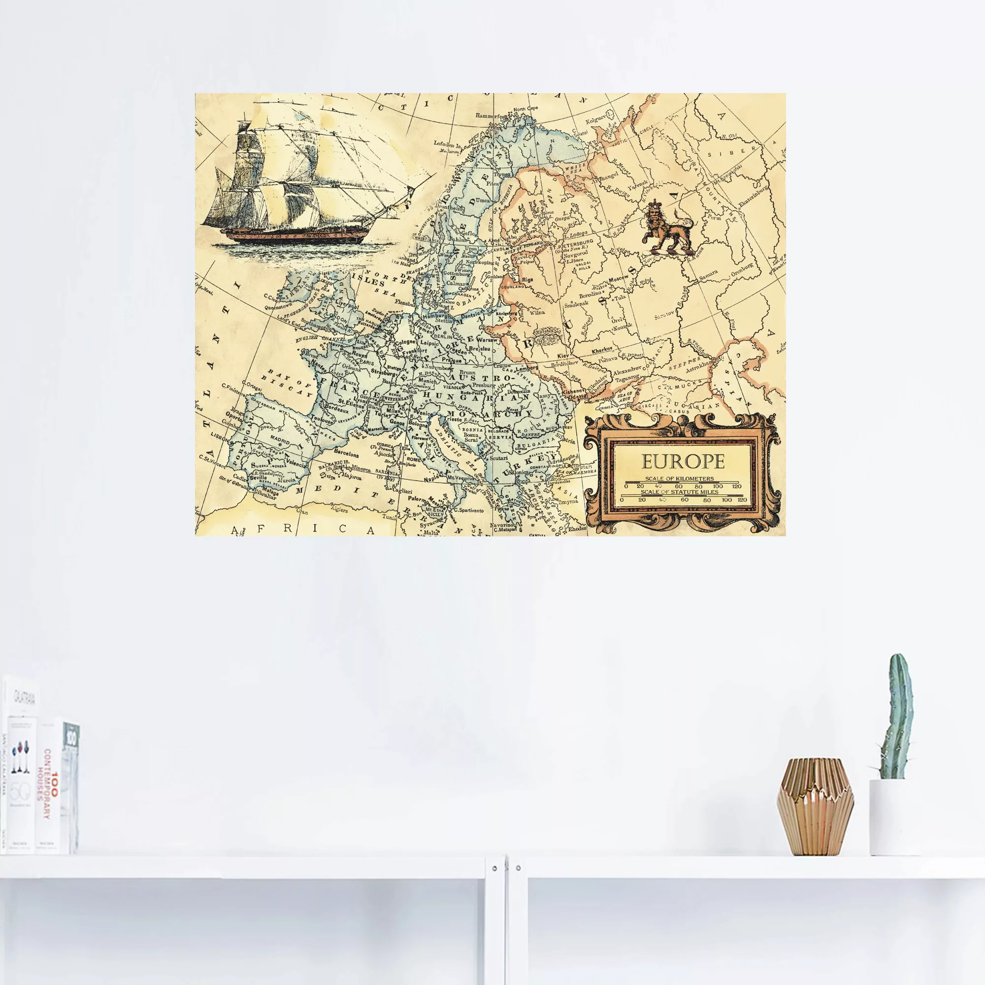 Artland Wandbild »Europakarte«, Landkarten, (1 St.), als Leinwandbild, Post günstig online kaufen