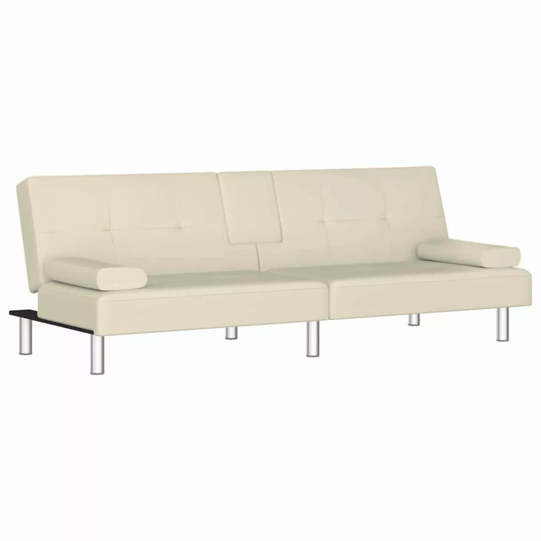 vidaXL Sofa Schlafsofa mit Getränkehaltern Creme günstig online kaufen