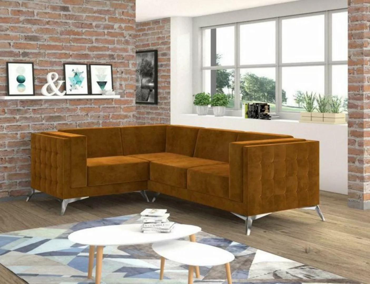 JVmoebel Ecksofa, Ecksofa L-Form Designer Sofa Couch Polster Sitz Stoff Woh günstig online kaufen