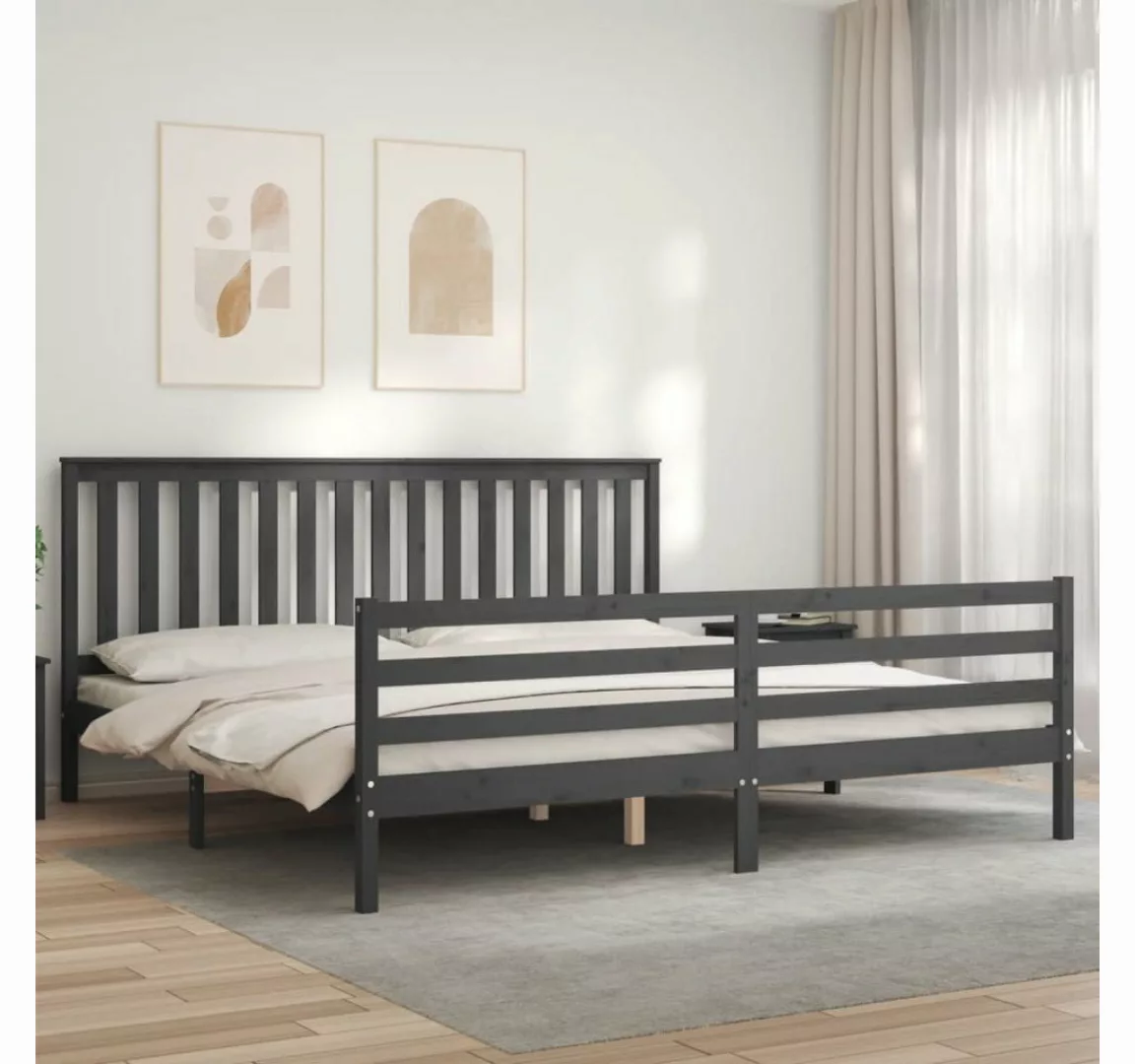 vidaXL Bett Massivholzbett mit Kopfteil Schwarz 200x200 cm günstig online kaufen