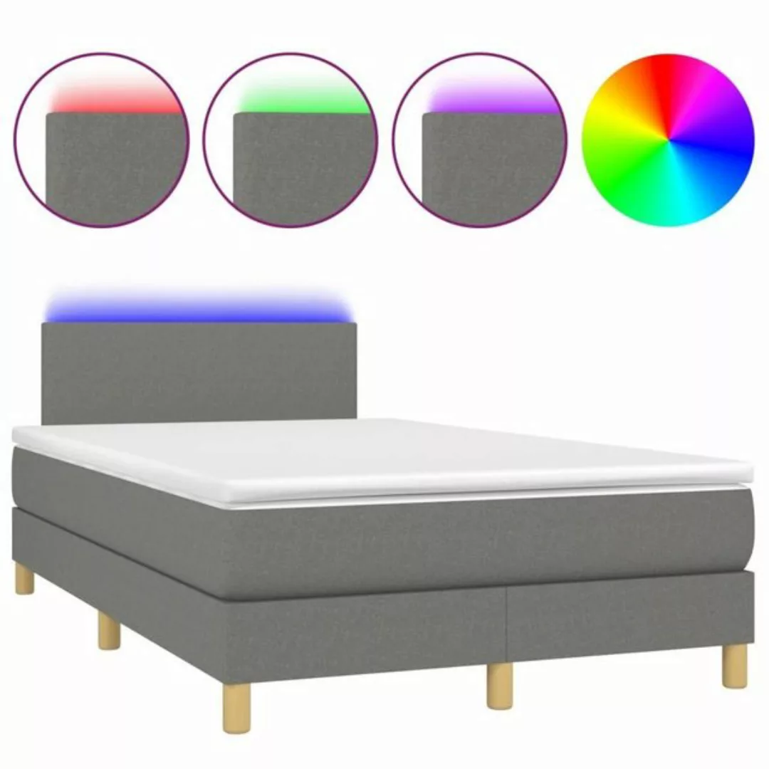 vidaXL Boxspringbett Boxspringbett mit Matratze LED Dunkelgrau 120x200 cm S günstig online kaufen