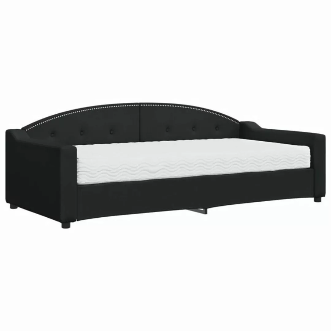 furnicato Bett Tagesbett mit Matratze Schwarz 90x200 cm Stoff (1-tlg) günstig online kaufen