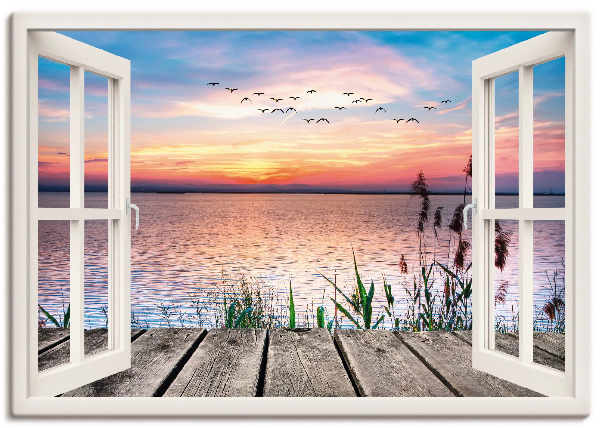 Artland Wandbild »See in den Farben der Wolken«, Fensterblick, (1 St.) günstig online kaufen