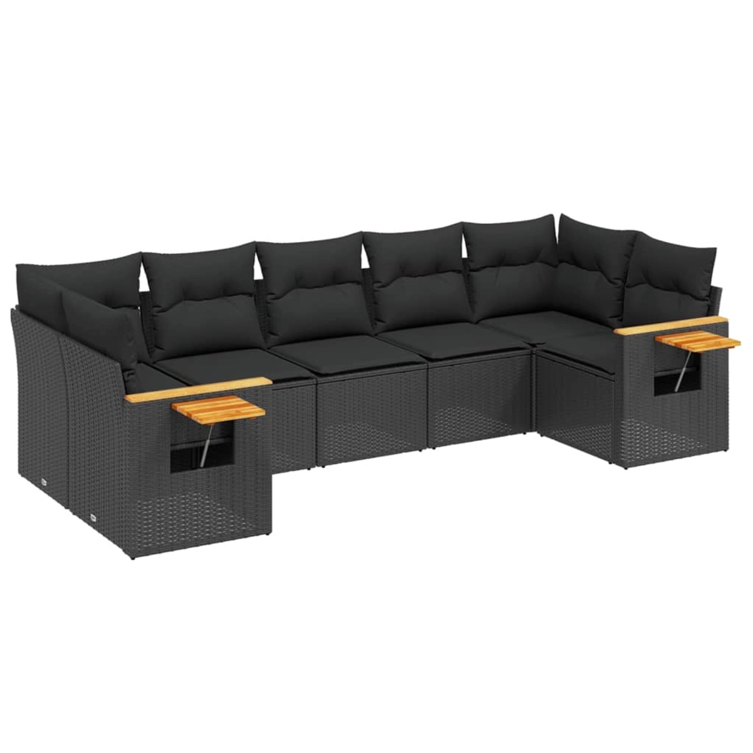 vidaXL 7-Tlg Garten-Sofagarnitur mit Kissen Schwarz Poly Rattan 3259507 günstig online kaufen