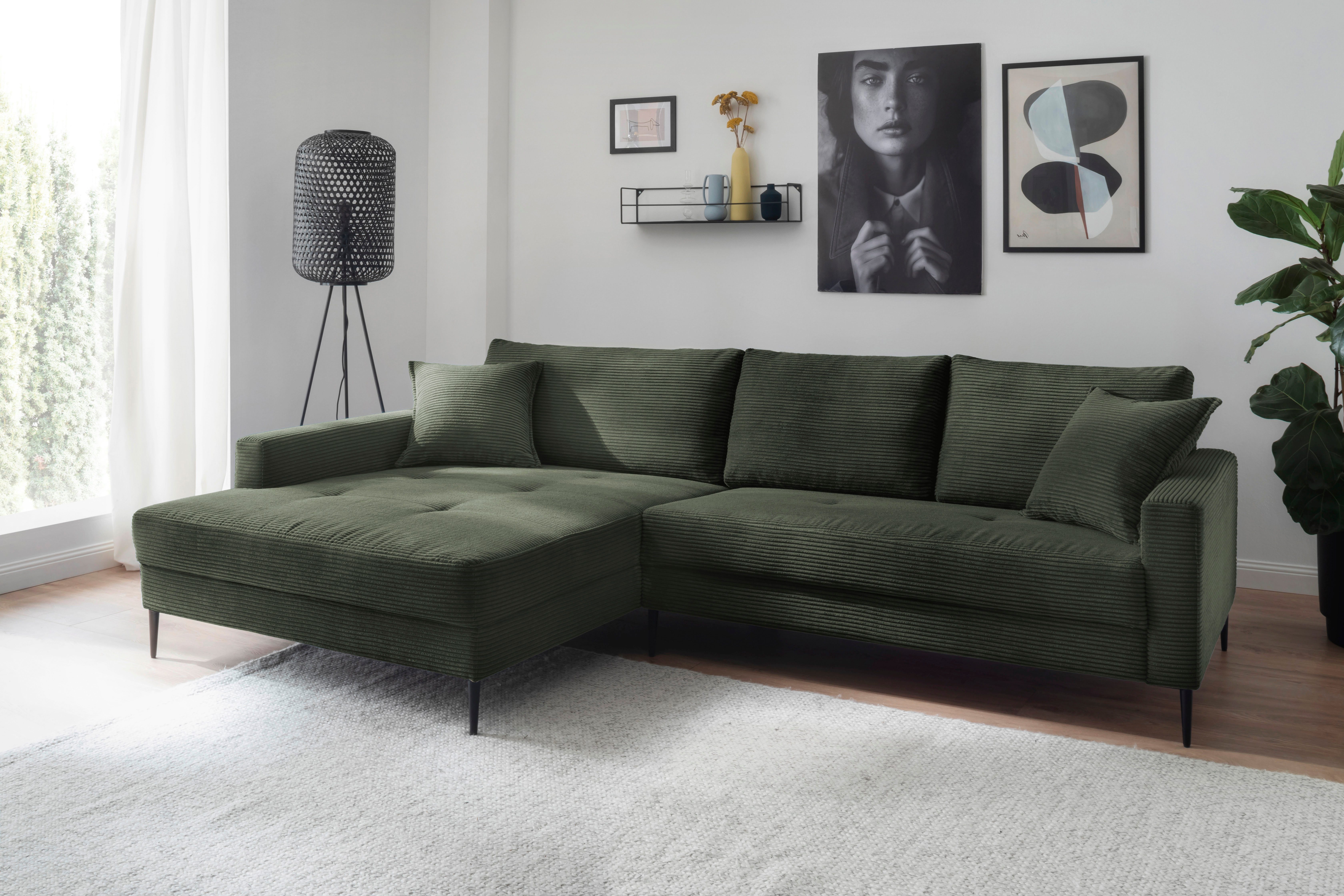 Trends by HG Ecksofa "Summer L-Form", in Cord-Stoff mit Metallfuß günstig online kaufen