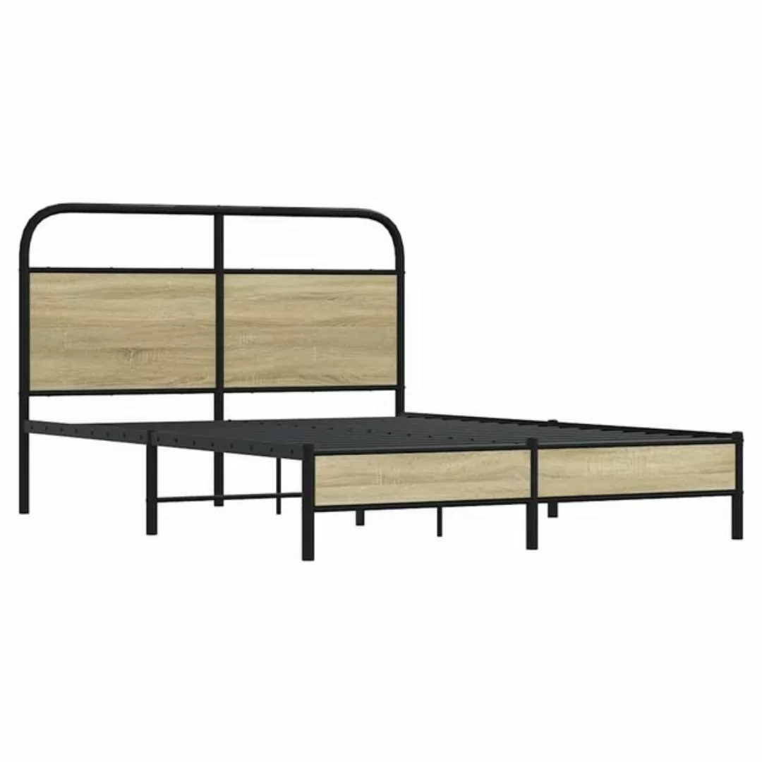 vidaXL Bett Bettgestell ohne Matratze 135x190 cm Sonoma-Eiche Holzwerkstoff günstig online kaufen