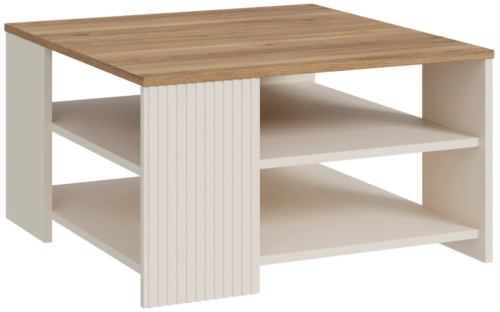 FORTE Couchtisch "Oak Square", Couchtisch, Ablageböden, Lamellenoptik günstig online kaufen