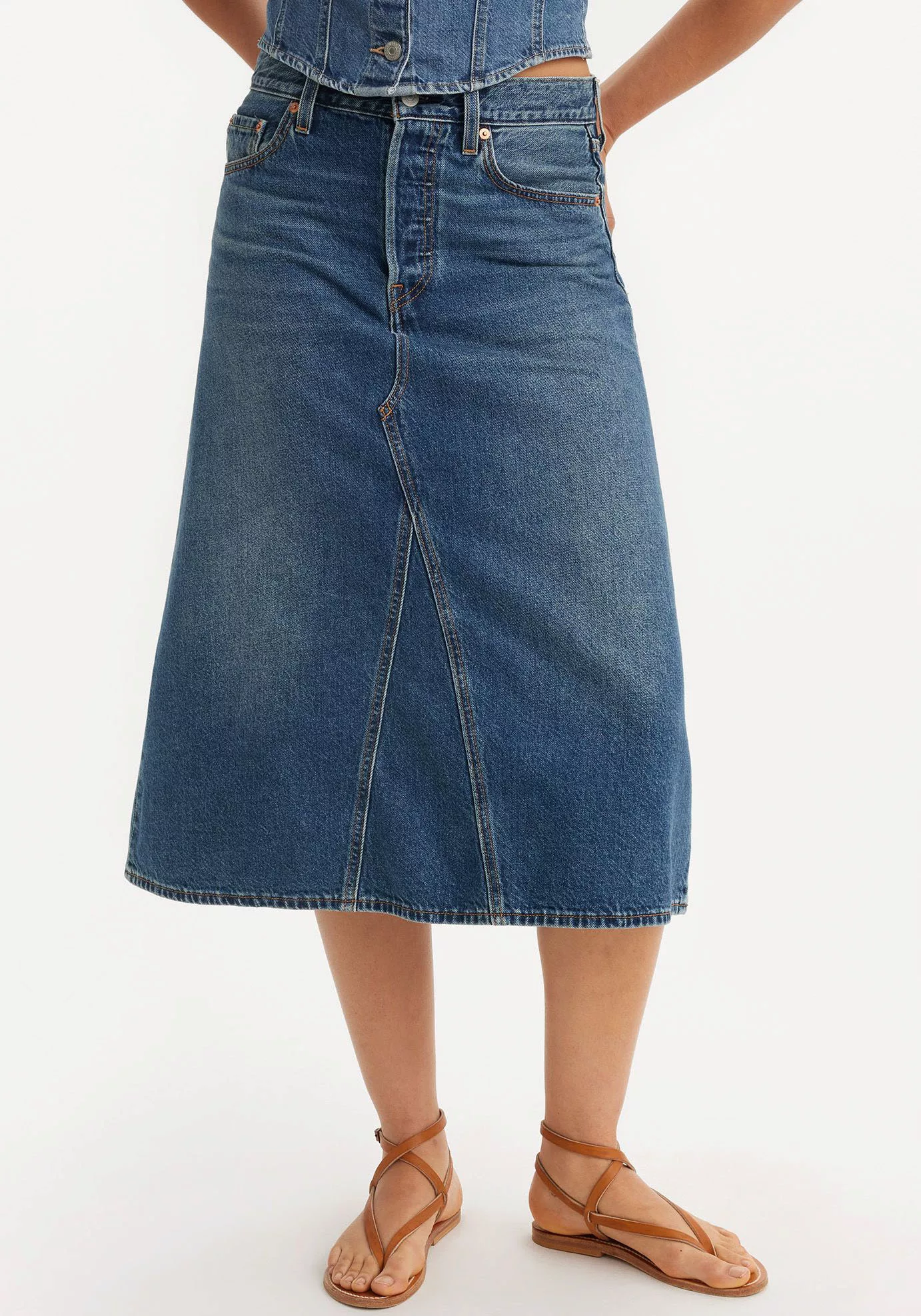 Levis Jeansrock "HR A LINE DECON SKIRT", in trendy Midi-Länge mit ausgefran günstig online kaufen