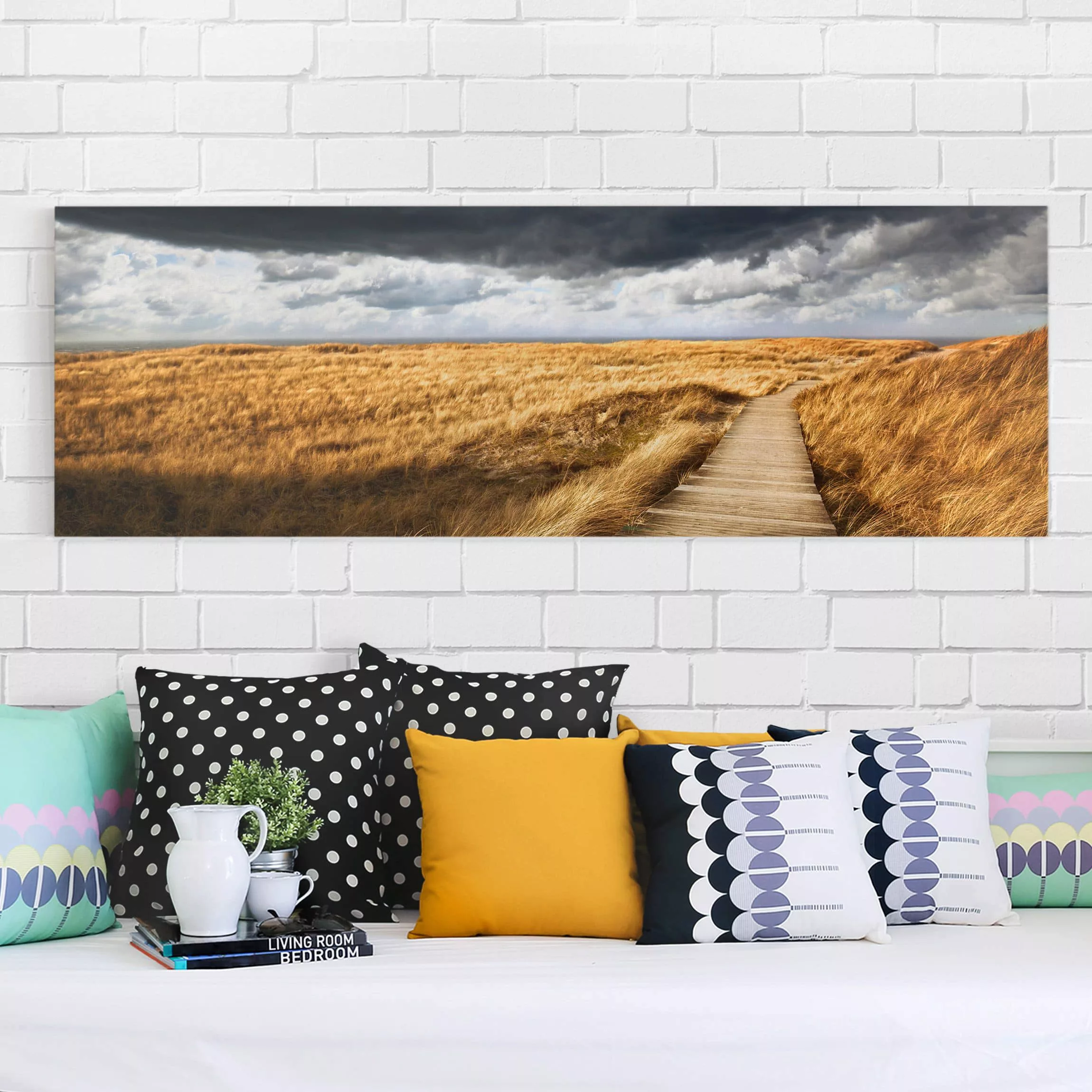 Leinwandbild Strand - Panorama Weg in den Dünen günstig online kaufen