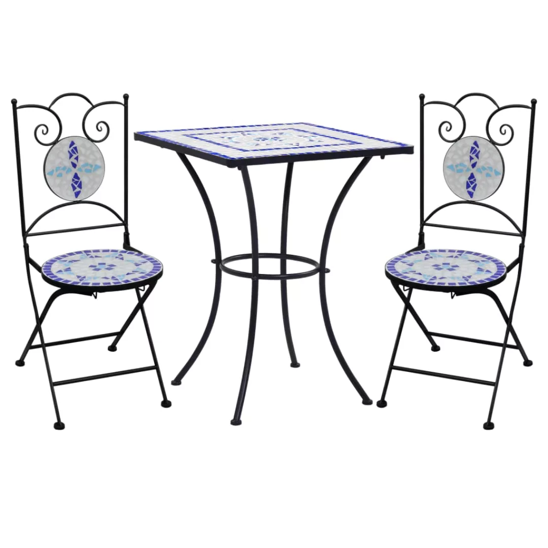 3-tlg. Bistro-set Mosaik Keramik Blau Und Weiß günstig online kaufen