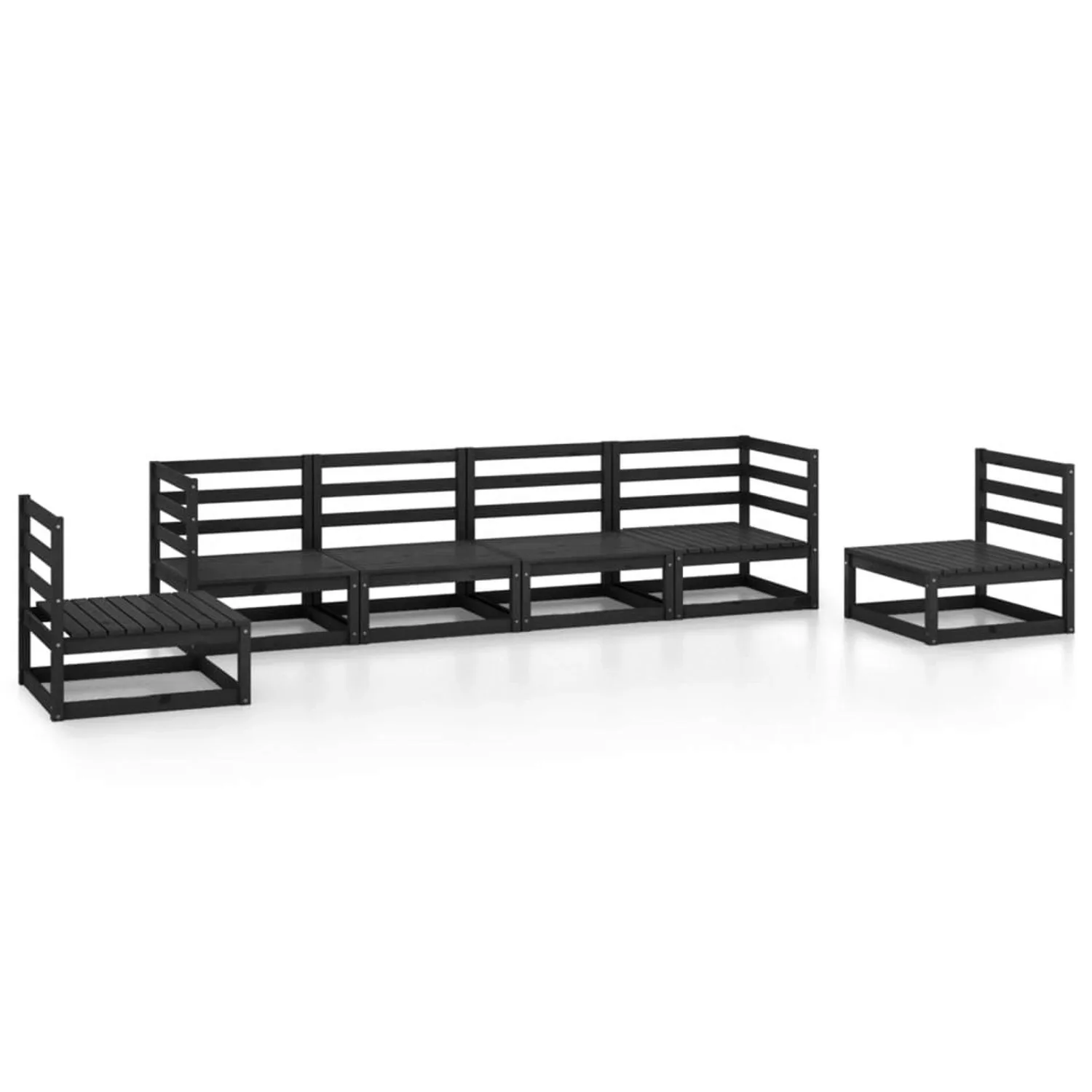 vidaXL 6-tlg Garten-Lounge-Set Schwarz Massivholz Kiefer Modell 5 günstig online kaufen