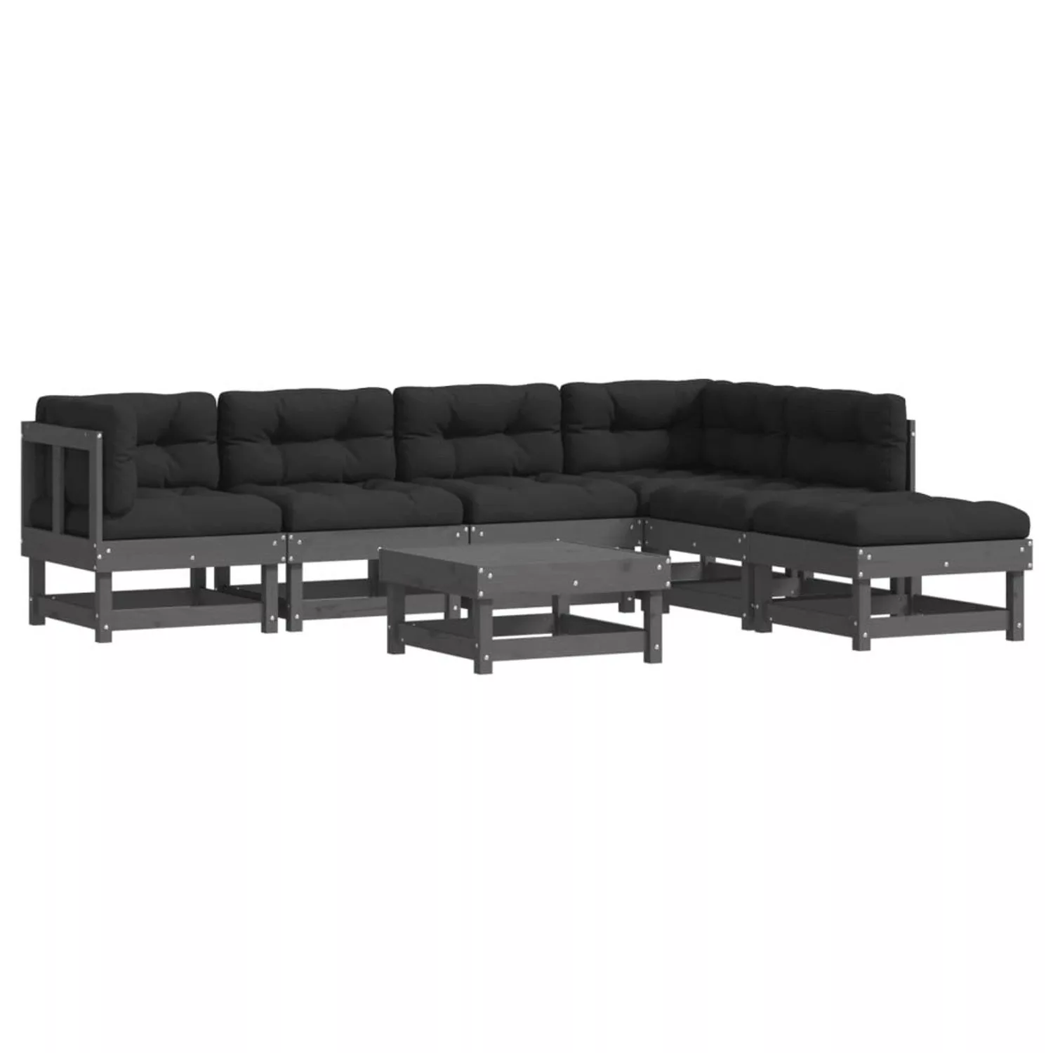 vidaXL 7-tlg Garten-Lounge-Set mit Kissen Grau Massivholz Modell 13 günstig online kaufen